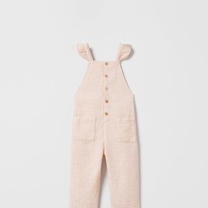 Zara Baby Girl Ruffled Waffle Knit Overalls